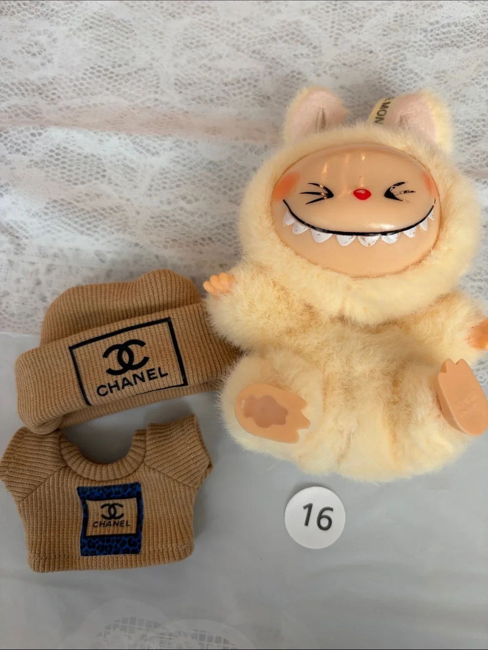#16, Two Piece CC Logo Outfit Brown Color For Labubu Doll(No Doll)